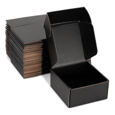 Imagem de DUZCLI Conjunto de 20 caixas de transporte pretas 6x6x3, caixas de papelão ondulado - para embalagens de suprimentos para pequenas empresas, caixas de embalagem, caixas de correio e caixas d