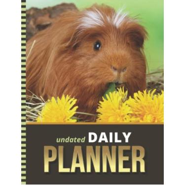 Imagem de Undated Daily Planner: 8.5x11 One Page Per Day Diary / 6AM to 7PM Hourly Schedule/With To Do List - Note Section/New Year's - Christmas Gift/Red Guinea Pig Eating Flowers Art Photo