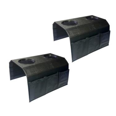 Imagem de Kit 2 Bandejas esteira protetor para braço de sofá costurada com porta copos e suporte(Preto)