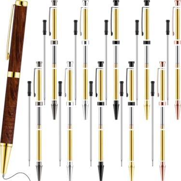 Imagem de Colarr 10 kits de canetas para torneamento de madeira, kit de torção de caneta Slimline de 7 mm com refil de suprimentos de torneamento de torno para fazer materiais de sala de aula de escritório,