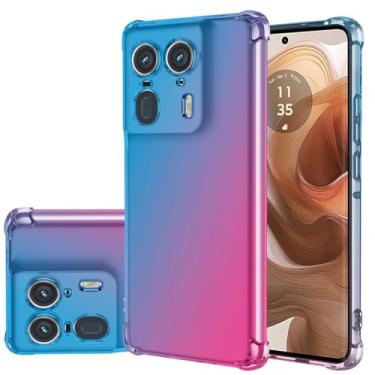 Imagem de Gufuwo Capa para Moto Edge 50 Ultra/Motorola Edge 50 Ultra/Moto X50 Ultra XT2401-2, capa protetora à prova de choque de TPU gradiente fina antiarranhões para Motorola Edge 50 Ultra 5G azul/rosa