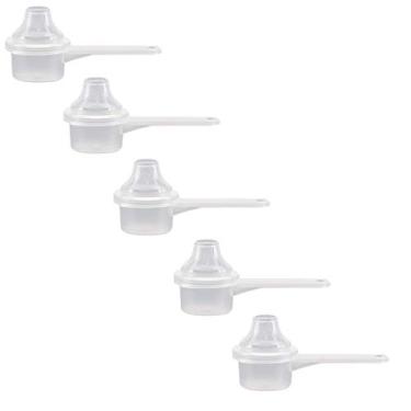 Imagem de Colher de medição de plástico com funil, The Scoopie (5 cc | 1 colher de chá | 5 ml) Colheres medidoras de suplemento para pós, café, ração para animais de estimação, proteínas, especiarias e outros