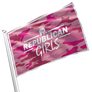 Imagem de Republican Girls Pink Trump Supporter MAGA Still My President 2nd Amendment Constitution Rights 8 x 5 pés bandeira bandeira cores vivas ilhós de latão com costura dupla (Camuflagem 2)
