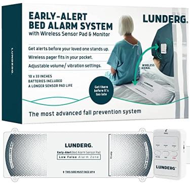 Imagem de Lunderg Sistema de alarme de cama de alerta precoce - Sensor de cama sem fio e pager - Kit de monitoramento de idosos com tecnologia inteligente pré-alerta - Alarmes de cama e prevenção de quedas para idosos e pacientes de demência