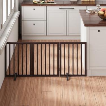 Imagem de Mino Kesper Portão Marrom Largo Para Cães De 18 A 55 Pol., Portões De Bambu Para Cães Para Portas De Casa, Portões Independentes Para Animais De Estimação Para Cães, Portão De Cerca Para Filhotes Do