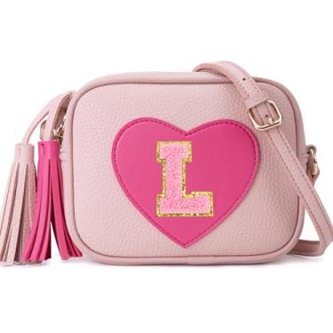 Imagem de OYLOLA 3, 4, 5, 6, 7, 8 anos, presente de aniversário para meninas, presente de Páscoa, para crianças, pequenas, meninas, bolsa tiracolo com coração, Rosa 1, G