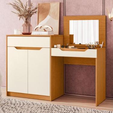Imagem de Penteadeira e Escrivaninha 2 Portas 1 Gaveta Trend Albatroz, Cinamomo/