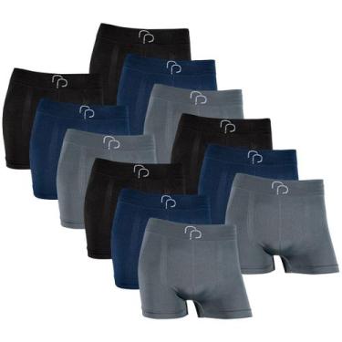 Imagem de Kit com 12 Cuecas Boxer Basic Poliéster sem Costura Confortável Leve R