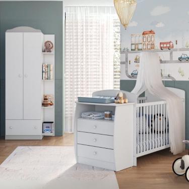 Imagem de Berço Cômoda com Guarda-Roupa 2 Portas 1 Gaveta Multimóveis MP4347