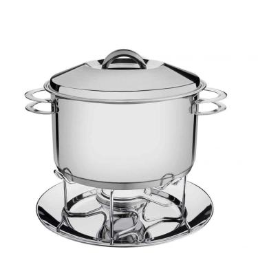 Imagem de Rechaud Tramontina Solar Em Aço Inox Fundo Triplo Com Fogareiro E Tampa De Inox 7,8 L Tramontina