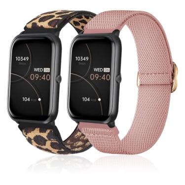 Imagem de Lzwldan Pacote com 4 pulseiras de relógio de nylon elástico compatíveis com Amazfit GTS/GTS 2/GTS 2 mini/GTS 2e/GTS 3/GTS 4/GTS 4 mini, pulseiras macias de 20 mm para relógio Amazfit Bip/Bip U Pro/Bip