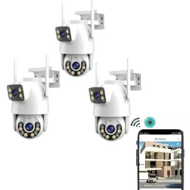 Imagem de Kit 3 Câmeras de Segurança Wi-Fi IP66 com Lente Dupla 360° - Compatível ICSEE/Yoosee, Visão Noturna e Detecção de Movimento