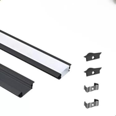 Imagem de 2 Perfil De Led Embutir 24mm Slim 1 Metro Aluminio P/Gesso