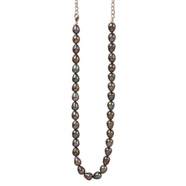 Imagem de Touchstone Indian Bollywood Elegante Strung Fine Luster Semi Baroque Shape Natural Fresh Water Pearls Style Statement Classic Look String for Women. Cinza