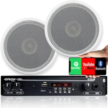 Imagem de Kit 2 Caixas Som Ambiente Teto 5 Pol+ Amplificador Bluetooth - ORION