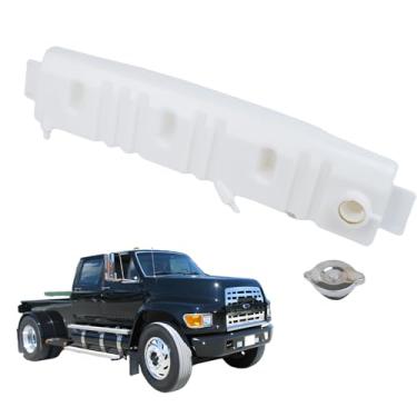 Imagem de F5HT-8A080-HA Tanque de expansão de surto de líquido de arrefecimento da garrafa de transbordamento do radiador com tampa para caminhão Ford F600 F700 F800 F900 1980-1999, substitui F6HZ-8A080-B