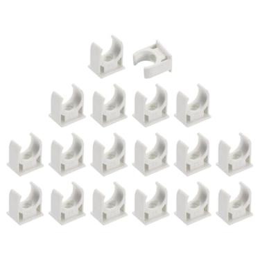Imagem de uxcell 18 peças de grampos de tubo de água de PVC, fivelas de mangueira de tubulação em forma de U, suporte de tubo de irrigação para diâmetro externo de 16 mm para bandejas de TV, tubulação, tubo de
