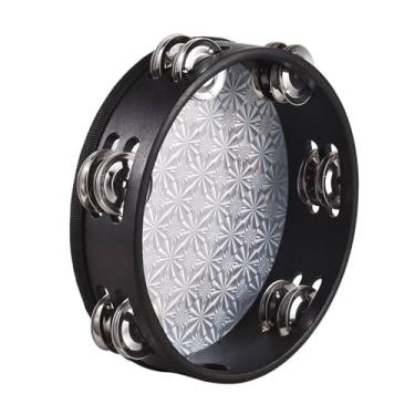 Imagem de Pandeiro Radiante de Madeira, Leve, Portátil, Alto, Melodioso, Jingle para Festas, karaokê, 10 Polegadas, Preto (8 polegadas)