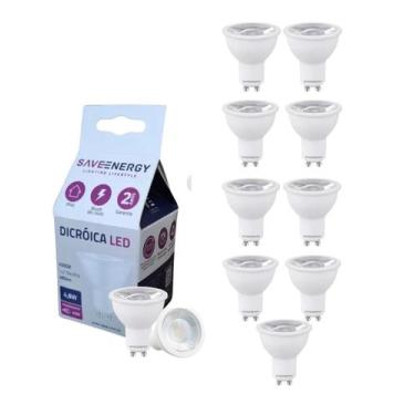 Imagem de 10 Lâmpada Mr16 Led 7w Branco Quente 2700k 580lm Save Energy