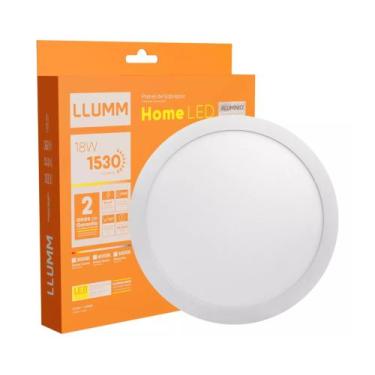 Imagem de Painel Plafon 18w Sobrepor Redondo 6500k Branco Frio LLUMM Bronzearte