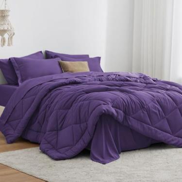 Imagem de Conjunto de edredom Love's Cabin, roxo, 5 peças, cama de solteiro em u