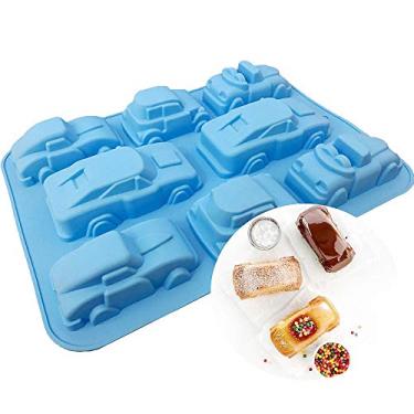 Imagem de Molde de sabão de carro – MoldFun tamanho grande 32 x 24 cm bandeja de molde de silicone automática para assar muffin bolo cupcake, fazer gelatina chocolate cubo de gelo giz de cera bomba de banho