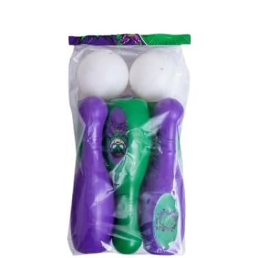 Imagem de Kit de Boliche Infantil com Pinos e Bolas, Verde e Roxo, 6 Peças