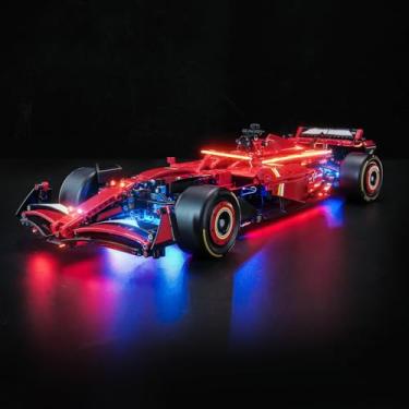 Imagem de LocoLee Kit de luz compatível com Lego Ferrari SF-24 F1 Car 42207 - sem apenas modelo de luz, acessórios de iluminação LED compatíveis com Lego Ferrari SF-24 Fórmula 1 carro 42207 (versão padrão)