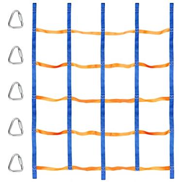 Imagem de Rede de escalada para crianças ao ar livre, rede de carga portátil, barras de macaco para conjunto de balanço, ginásios na selva, pistas de obstáculos estilo Ninja Warrior para casa na árvore ao ar