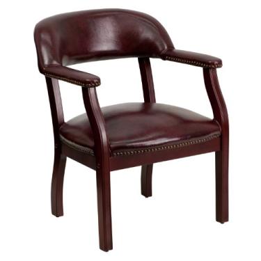 Imagem de Flash Furniture Cadeira de conferência luxuosa de vinil Oxblood B-Z105-OXBLOOD-GG com acabamento de unha acentuado
