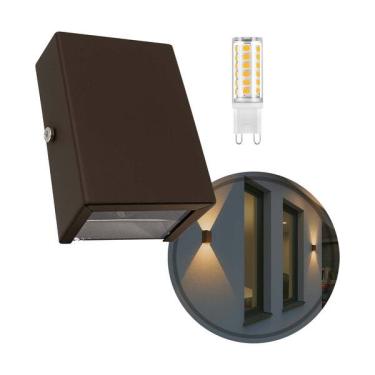 Imagem de Arandela Slim 2 Focos Marrom Externa + Led G9 Br. Quente St31