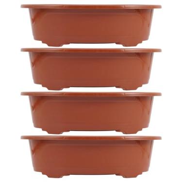 Imagem de 4 pçs vaso de flores de plástico vasos de bonsai bacias de plantio bandejas de plantas vasos de plantas de casa recipientes de plantas em vaso bonsai vaso oval vaso de plantio flores