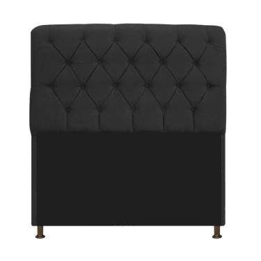 Imagem de Cabeceira Estofada Lady 160 Cm Queen Size Com Capitonê Suede - Doce Sonho Móveis Preto