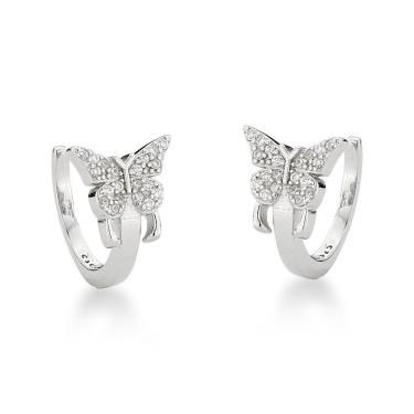 Imagem de Par De Piercing Fake Borboleta Prata 925