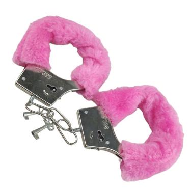 Imagem de Algema Metal Revestida Com Pelucia Rosa Bdsm Fantasia Polici