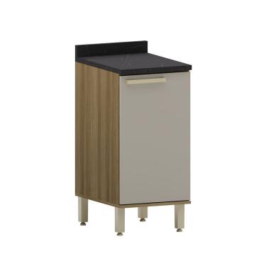 Imagem de Balcão De Cozinha Com Tampo 40cm 1 Porta Isis Luciane Móveis Avelã-mocca Laca