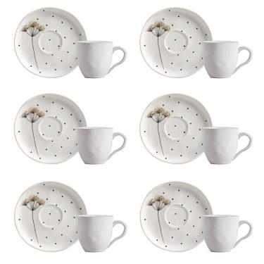 Imagem de Conjunto De Xícara De Cafezinho Com Pires 06 Peças Bio Floralis Porto Brasil