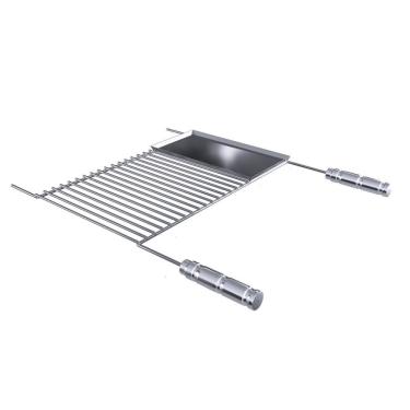 Imagem de Grelha Para Churrasco Em Aço Inox Com Chapa Auxiliar 70x58 Cm