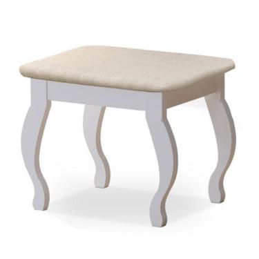 Imagem de Banqueta Almofadada Para Penteadeira Camarim Branco - Móveis Luapa Branco