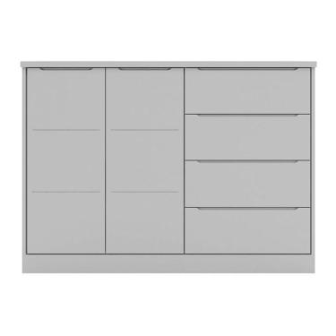 Imagem de Cômoda Infantil Pietra Com 2 Portas E 4 Gavetas Cinza - Pr Baby Cinza