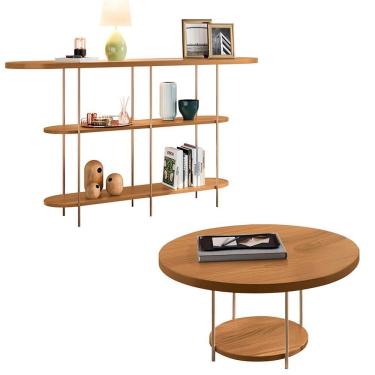 Imagem de Aparador Intinity E Mesa De Centro Sky Com Tampo Em Mdf Cinamomo - Hb Móveis Cinamomo