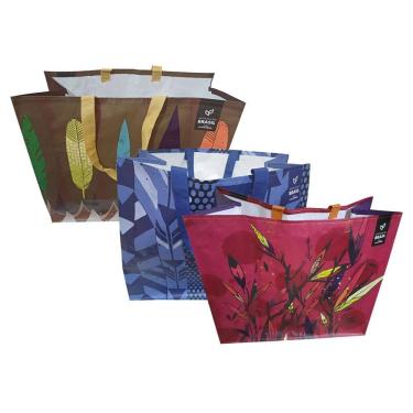 Imagem de 3 Sacolas de Ráfia Retornável Grande 39x44x22cm B4u