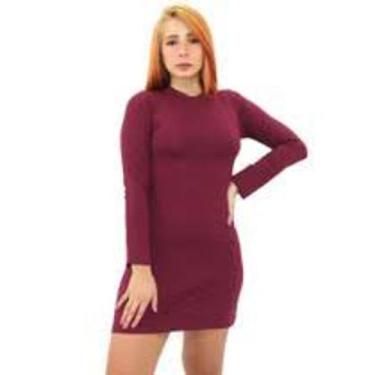 Imagem de Vestido curto gola rasa manga longa malha canelada - filo modas, Preto