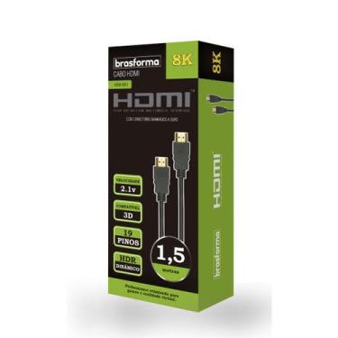 Imagem de Cabo HDMI 1,5 Metros 2.1 8K 3D 2160P - Brasforma
