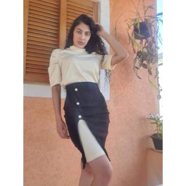 Imagem de Conjunto detalhes na saia com tecido na blusa no camelado - .