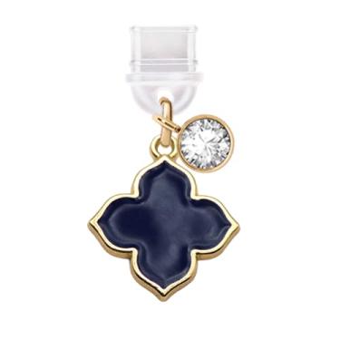 Imagem de ELISE & FONDA TP666 Porta de carregamento tipo C plugue antipoeira Little Clover pingente de celular para iPhone 15/16/Samsung/OnePlus/Xiaomi/oppo telefones Android (preto)