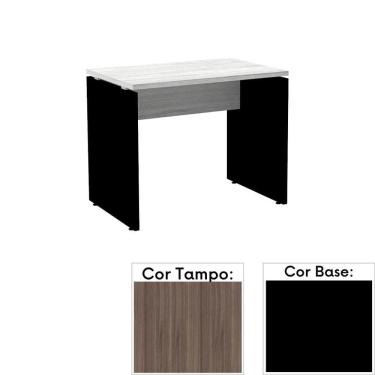 Imagem de Mesa de Escritório Pé Painel PE25 em MDP 150 x 60 cm Cor Walnut e Base Preta