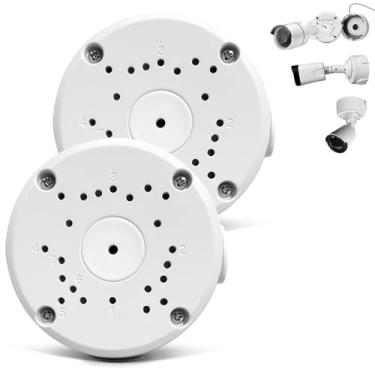 Imagem de (Alumínio metálico e à prova d'água) Suporte de montagem de caixa de junção, universal para câmera de segurança Bullet, caixa de junção de cabo oculto à prova d'água de alumínio compatível com painel solar, serve para teto de parede