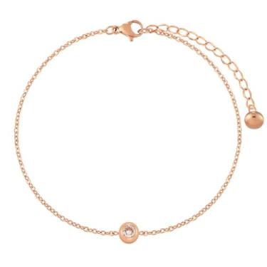 Imagem de Kokoma Tornozeleira de cristal delicada para mulheres, corrente de aço de titânio, zircônia cúbica, tornozeleira minimalista para o verão, joia para os pés, 21+5 Centimeters, Aço de titânio, Sem Pedra