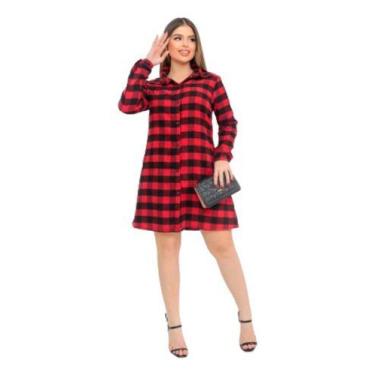 Imagem de Vestido camisa xadrez chemise festa junina  - Mamustore, Vermelho, GG